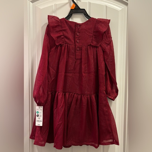 NWT 4T Carter's Kids Burgundy Holiday Dress with Gold Metallic Accents - Picture 3 of 4